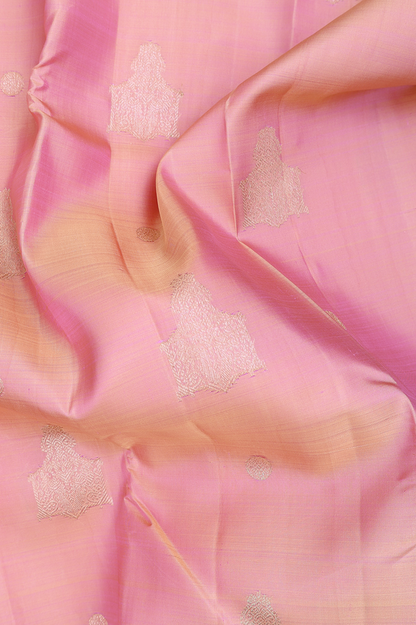 Kanchipuram Silk Saree In Pink With Zari Motifs