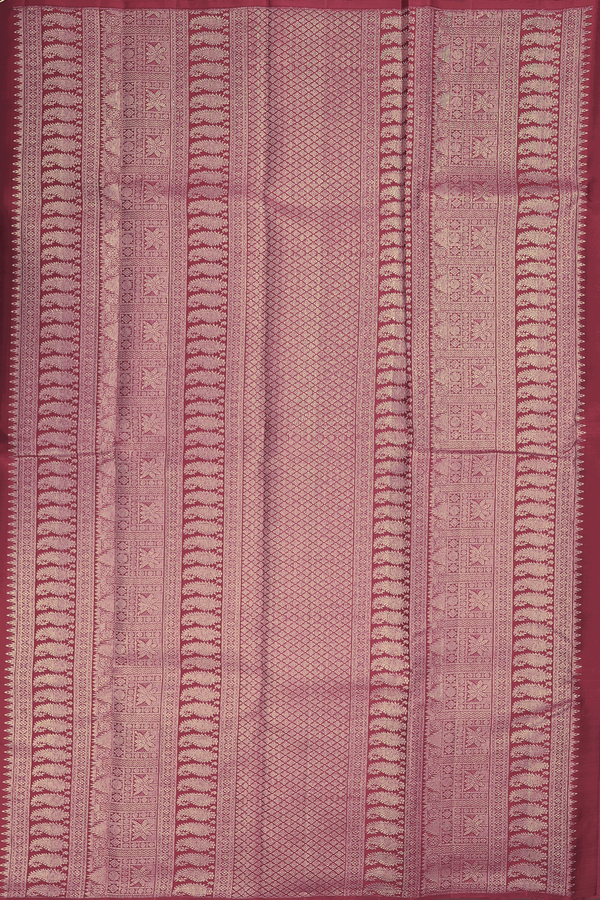 Kanchipuram Silk Saree In Berry Red With Leaf Motifs