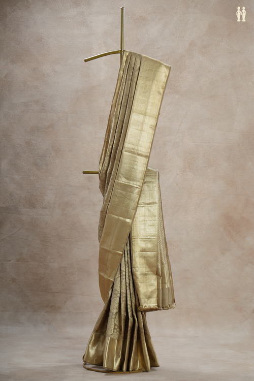 Kanchipuram Silk Saree In Cardamom Green With Brocade Design