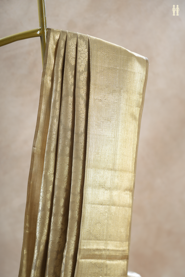 Kanchipuram Silk Saree In Cardamom Green With Brocade Design