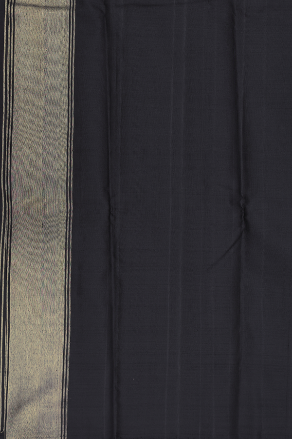 Kanchipuram Silk Saree In Black With Temple Motifs