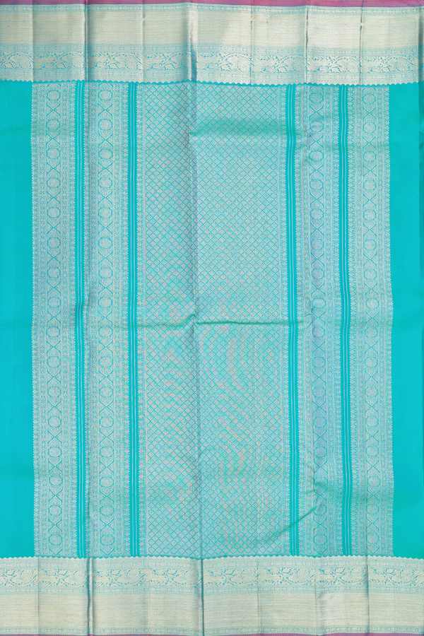 Kanchipuram Silk Saree In Bluish Green With Zari Buttas