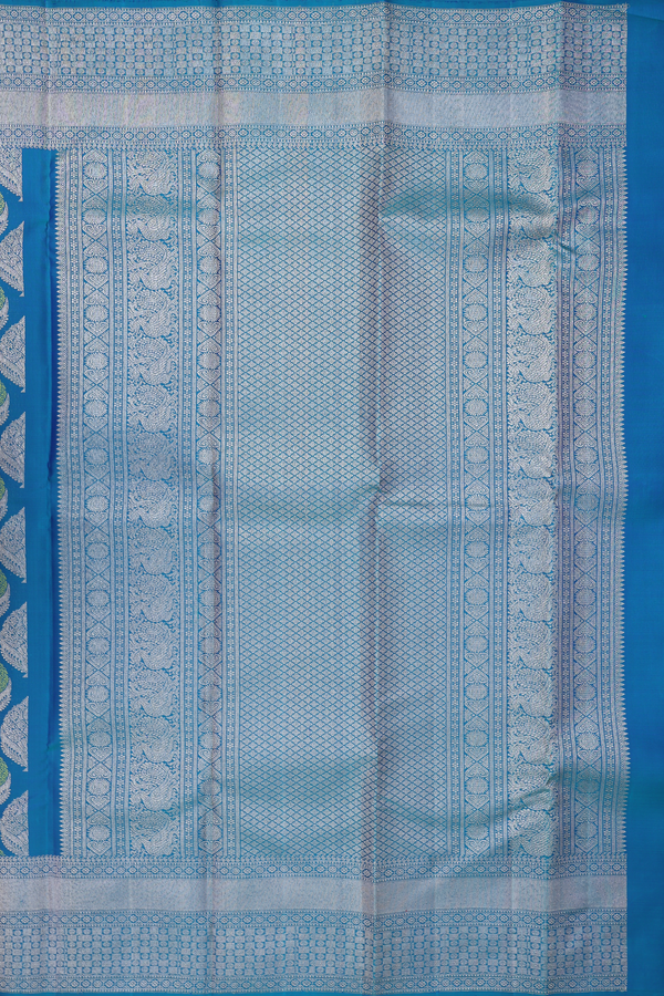 Kanchipuram Silk Saree In Teal Blue With Brocade Design