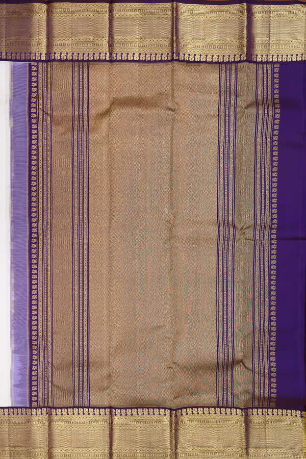 Kanchipuram Silk Saree In Off White With Peacock Buttas