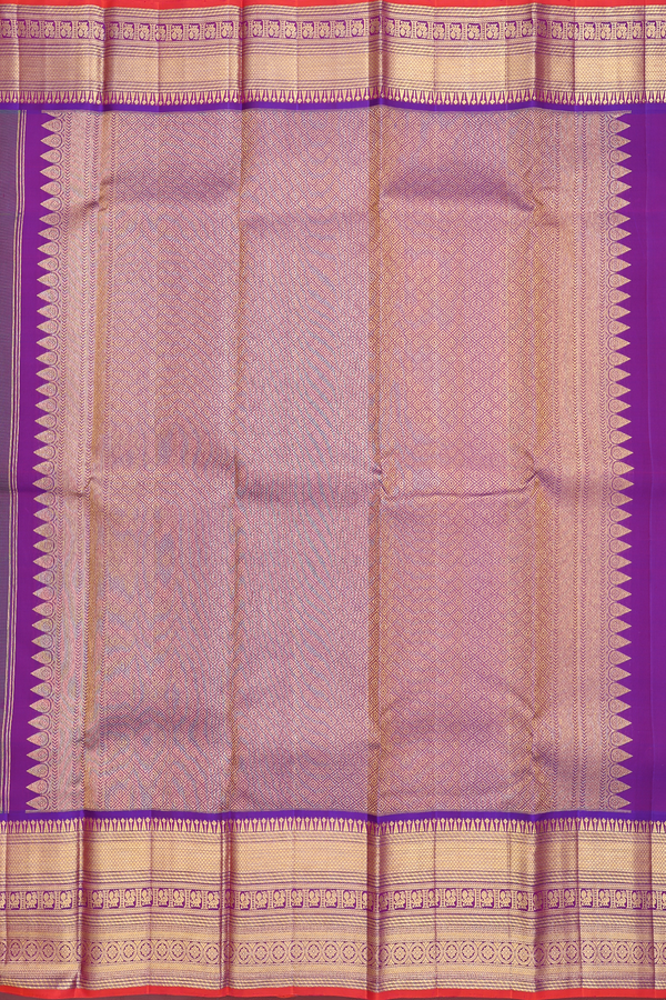 Kanchipuram Silk Saree In Bluish Green With Floral Buttas