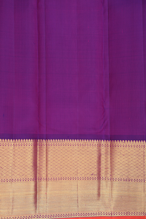 Kanchipuram Silk Saree In Saffron Yellow With Zari Motifs