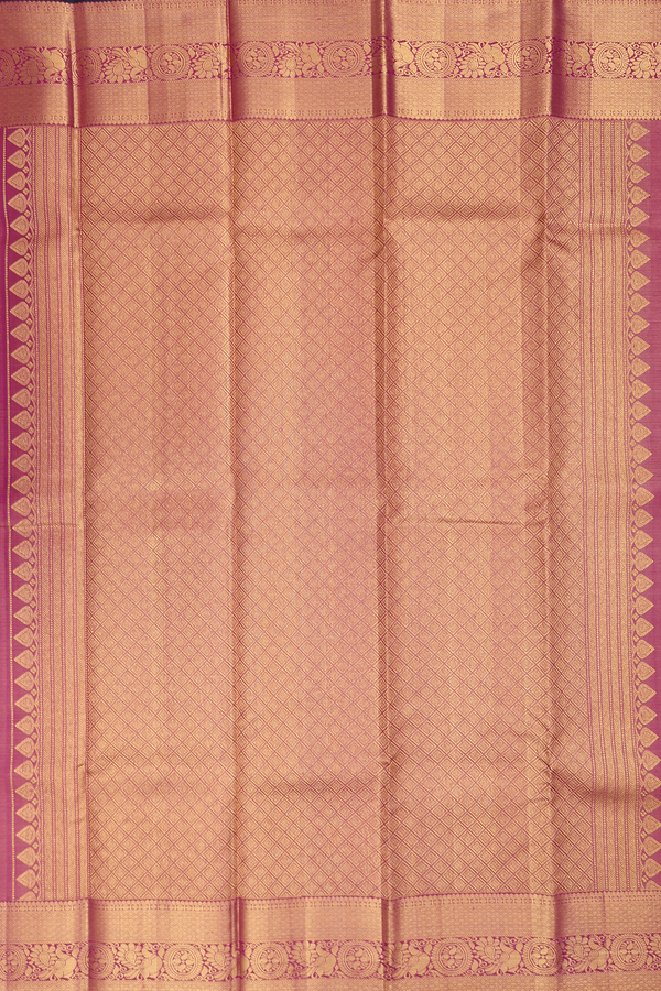 Kanchipuram Silk Saree In Dark Pink Along Stripes With Buttas