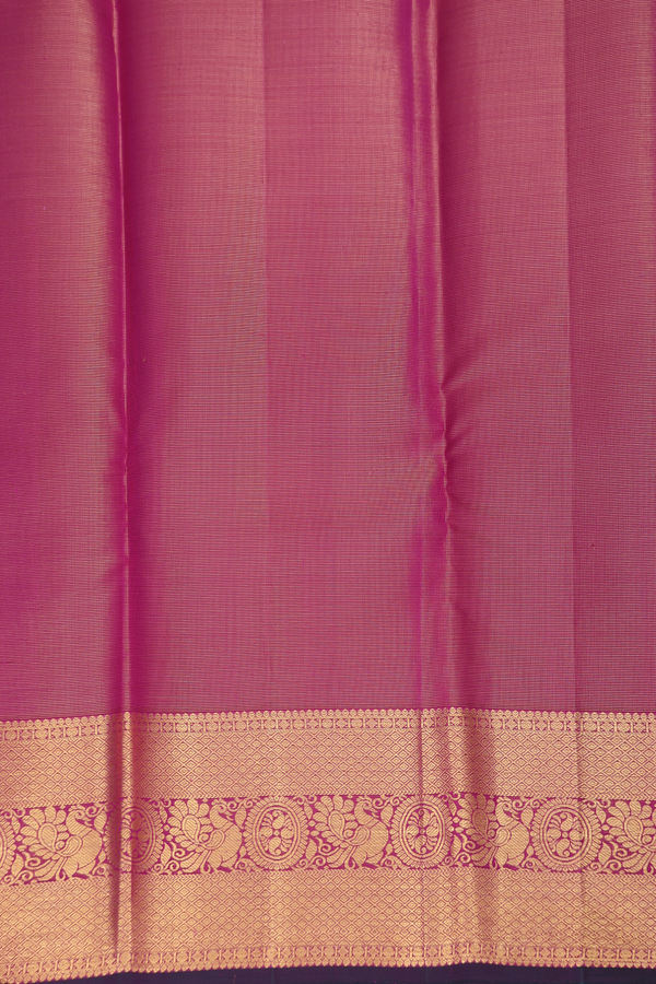 Kanchipuram Silk Saree In Dark Pink Along Stripes With Buttas