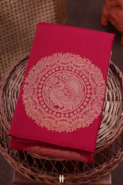 Kanchipuram Silk Saree In Berry Red With Mandala Design