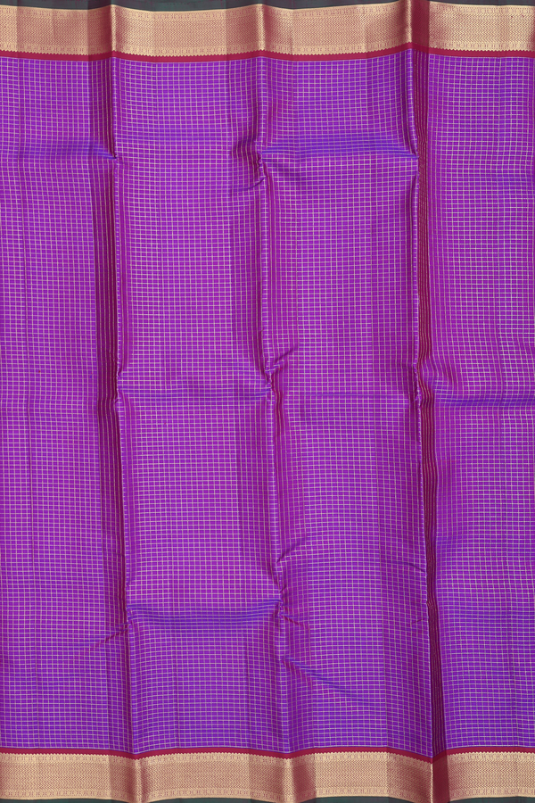 Kanchipuram Silk Saree In Purple With Checks Design