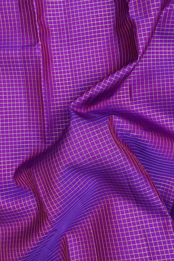 Kanchipuram Silk Saree In Purple With Checks Design