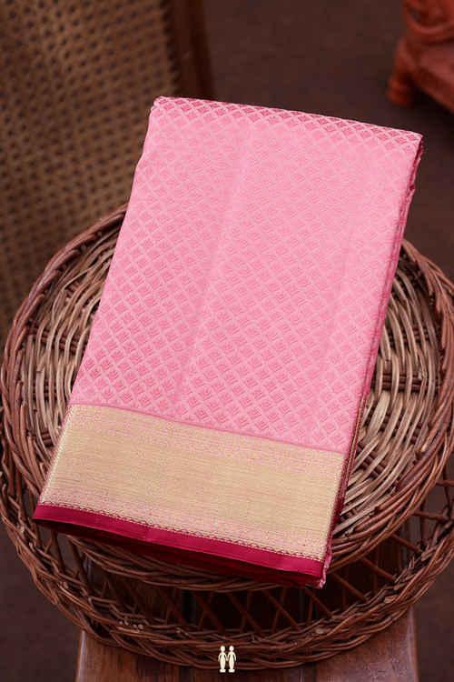 Kanchipuram Silk Saree In Pink With Jacquard Pattern