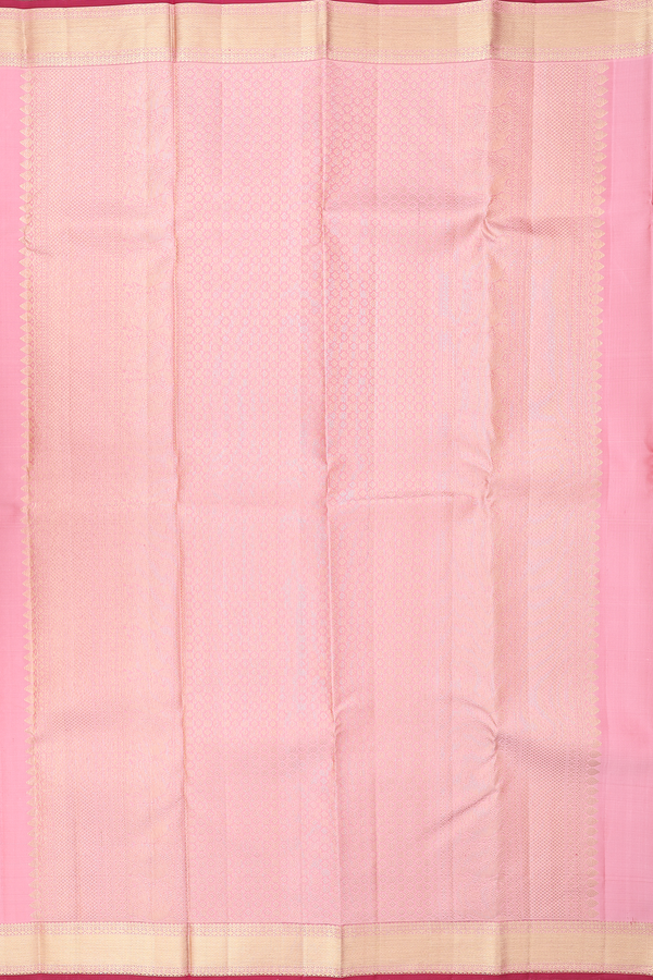 Kanchipuram Silk Saree In Pink With Jacquard Pattern