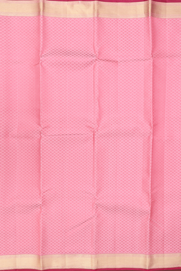 Kanchipuram Silk Saree In Pink With Jacquard Pattern