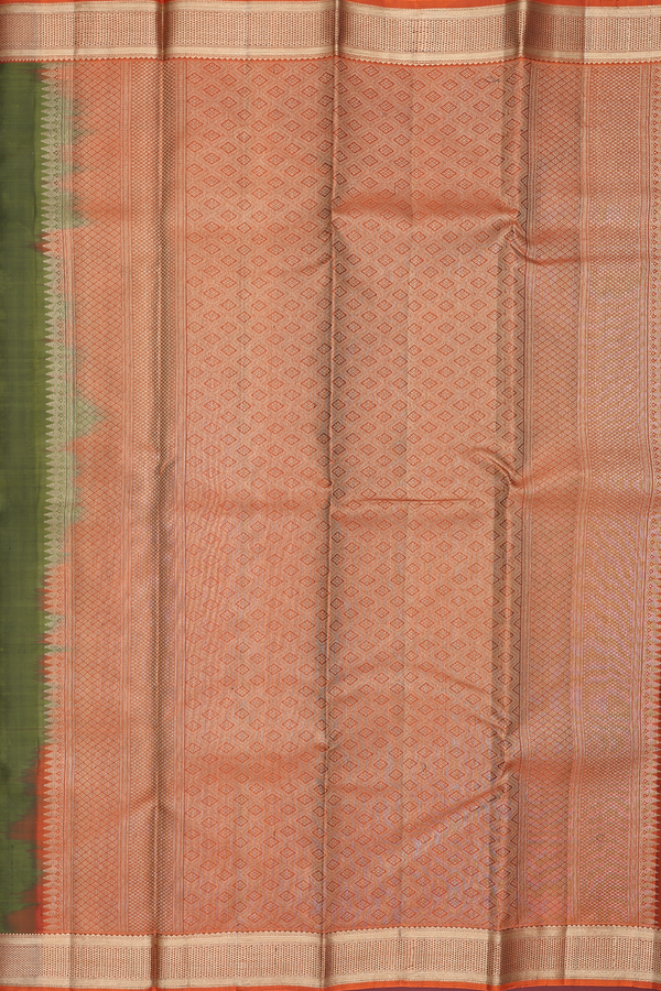 Kanchipuram Silk Saree In Olive Green With Jacquard Pattern