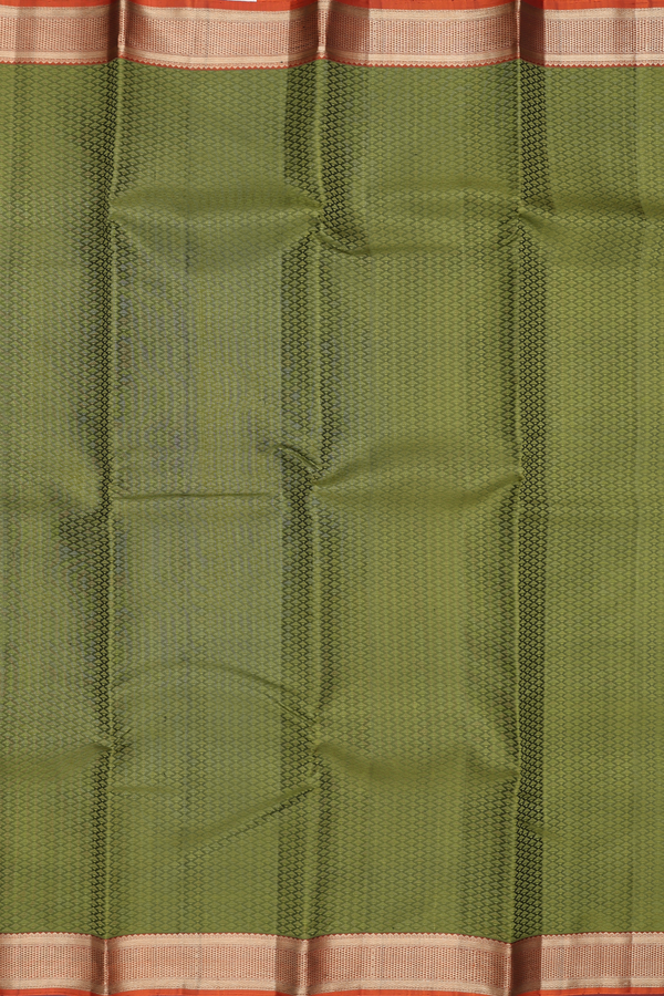 Kanchipuram Silk Saree In Olive Green With Jacquard Pattern