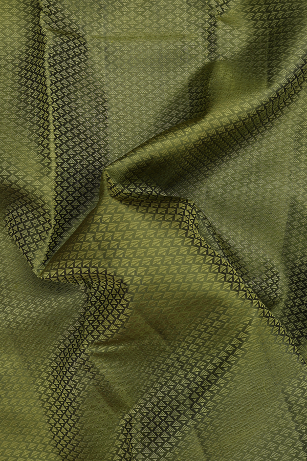 Kanchipuram Silk Saree In Olive Green With Jacquard Pattern