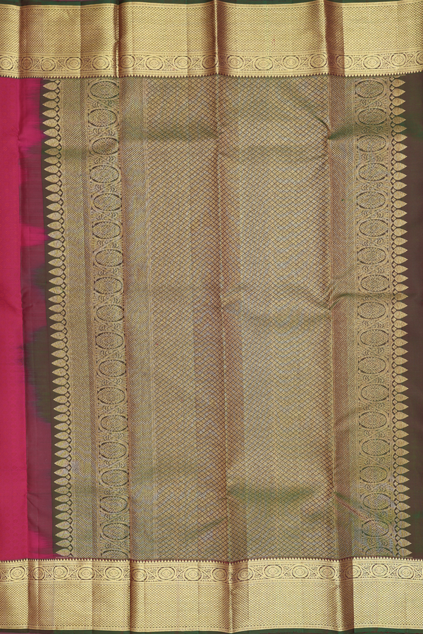 Kanchipuram Silk Saree In Hibiscus Red With Jacquard Pattern