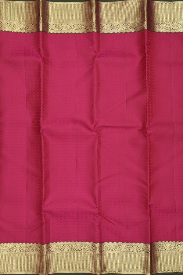 Kanchipuram Silk Saree In Hibiscus Red With Jacquard Pattern