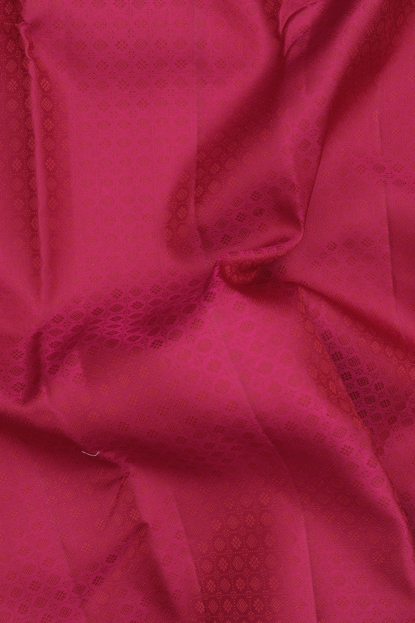 Kanchipuram Silk Saree In Hibiscus Red With Jacquard Pattern