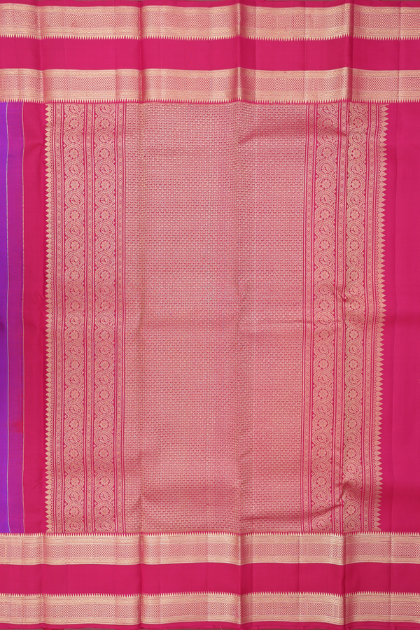 Kanchipuram Silk Saree In Purple With Peacock Buttas