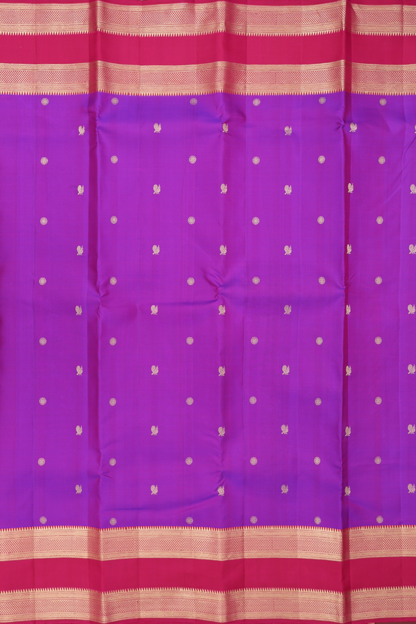 Kanchipuram Silk Saree In Purple With Peacock Buttas