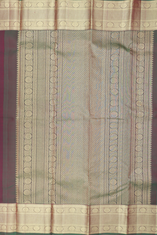 Kanchipuram Silk Saree In Dark Maroon With Checks Design