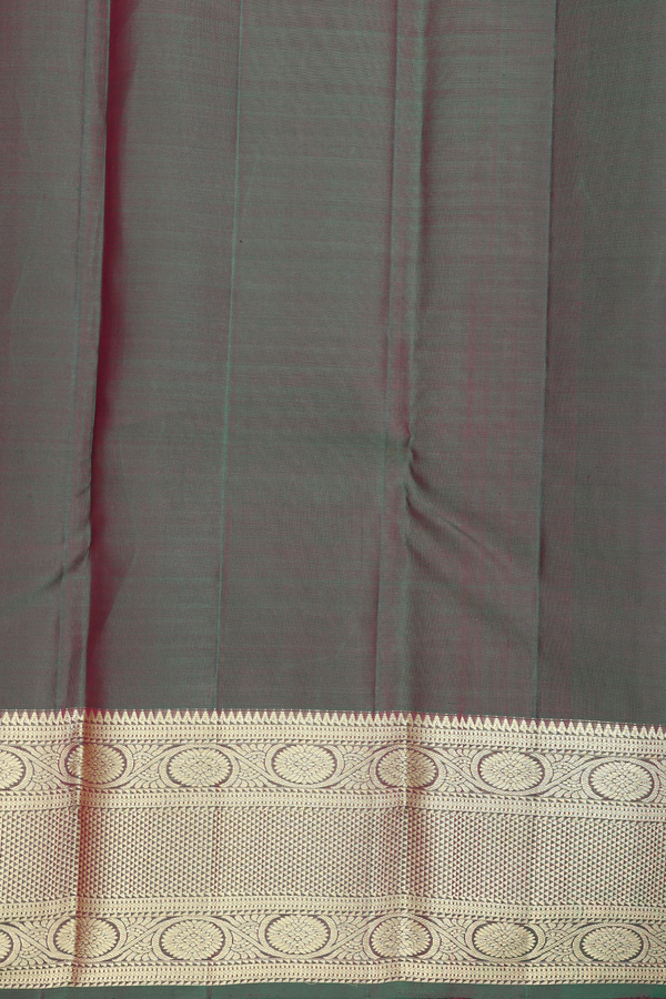 Kanchipuram Silk Saree In Dark Maroon With Checks Design