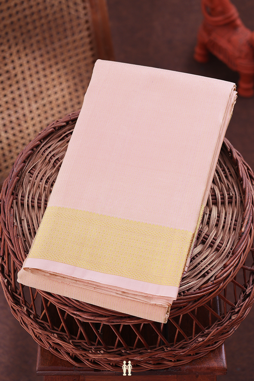 Kanchipuram Silk Saree In Pale Pink With Stripes Design