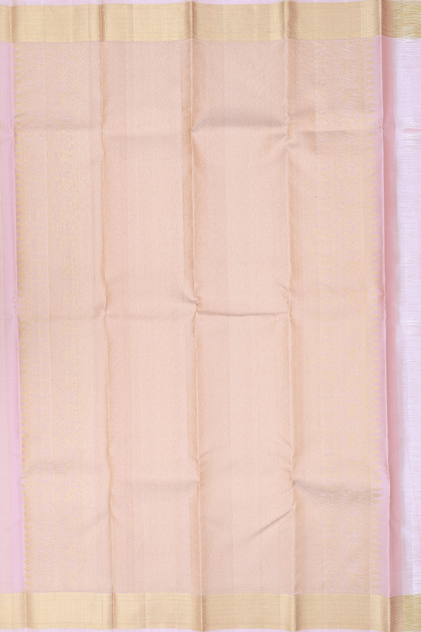 Kanchipuram Silk Saree In Pale Pink With Stripes Design
