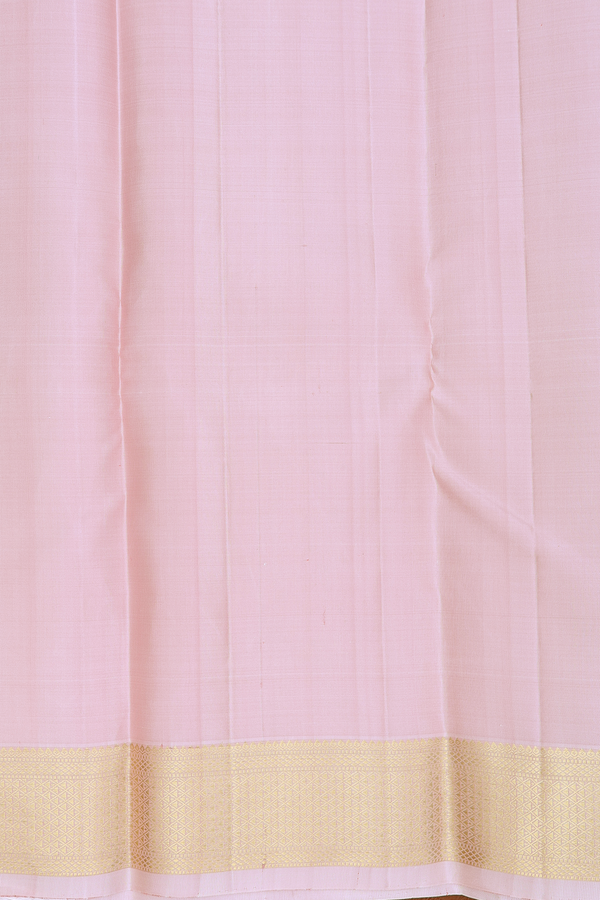 Kanchipuram Silk Saree In Pale Pink With Stripes Design