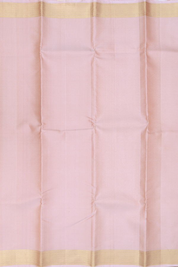 Kanchipuram Silk Saree In Pale Pink With Stripes Design