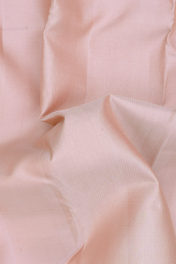 Kanchipuram Silk Saree In Pale Pink With Stripes Design