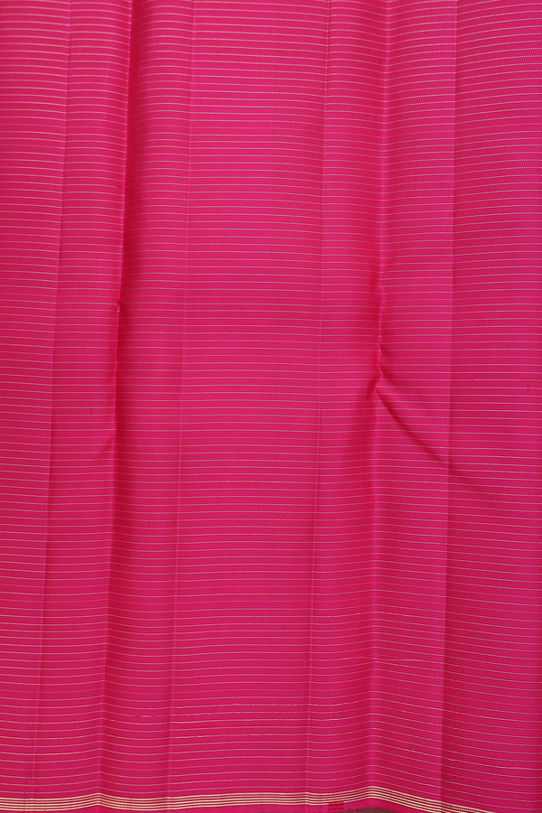 Kanchipuram Silk Saree In Rani Pink With Checks Design