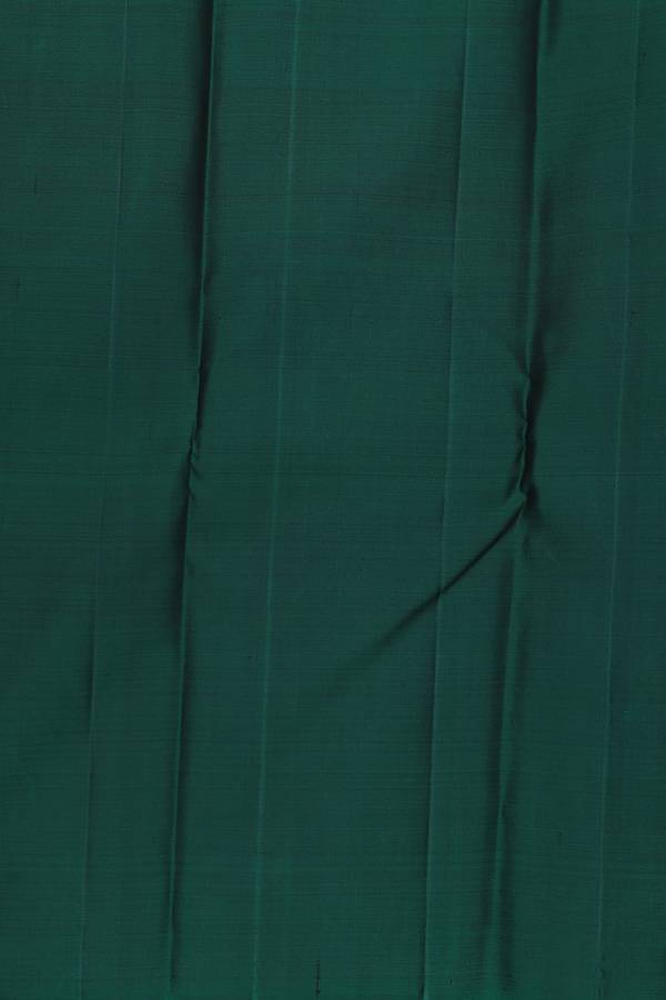 Kanchipuram Silk Saree In Forest Green With Zari Buttas