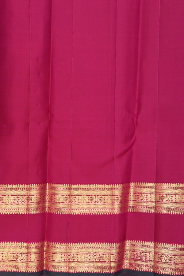 Kanchipuram Silk Saree In Red Along Checks With Buttas