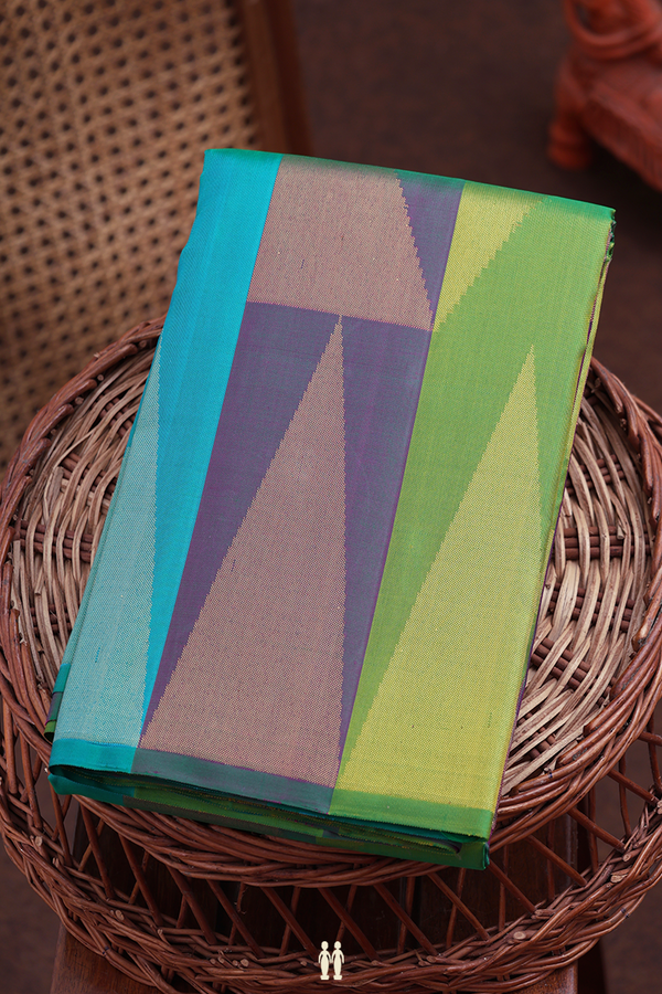 Kanchipuram Silk Saree In Multicolor With Geometric Design