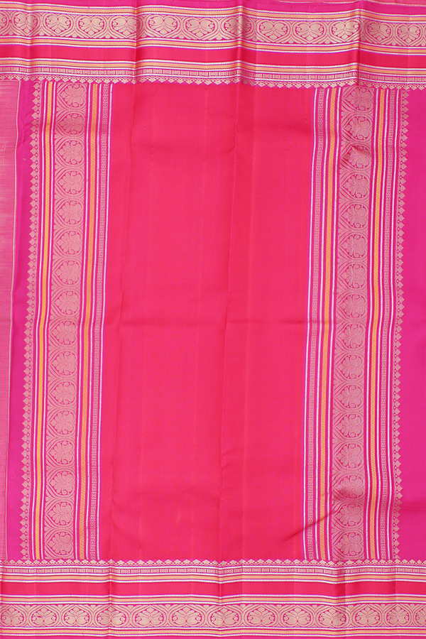 Organza Kanchipuram Silk Saree In Yellow With Yali Buttas