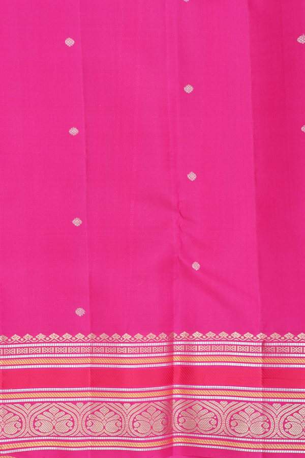 Organza Kanchipuram Silk Saree In Yellow With Yali Buttas