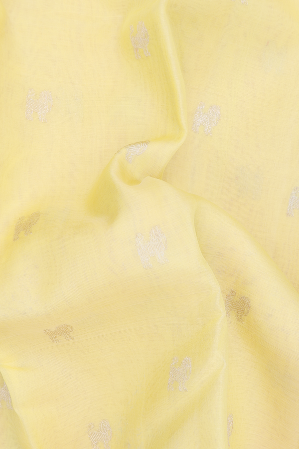 Organza Kanchipuram Silk Saree In Yellow With Yali Buttas