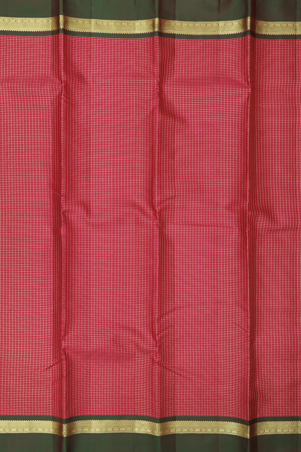 Kanchipuram Silk Saree In Berry Red With Checks Design