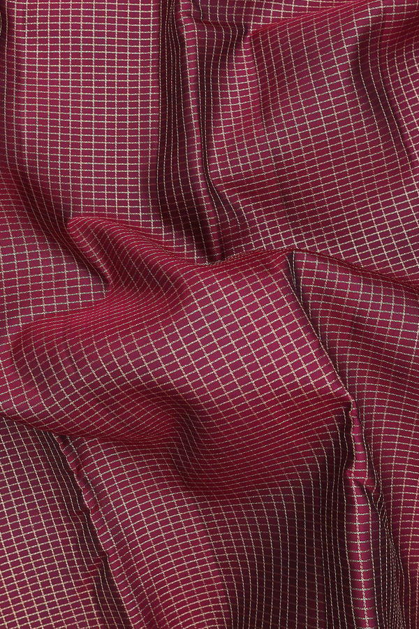Kanchipuram Silk Saree In Berry Red With Checks Design