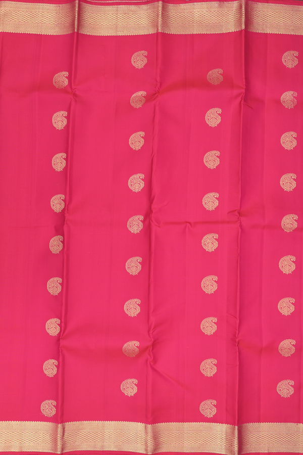 Kanchipuram Silk Saree In Red With Paisley Buttas