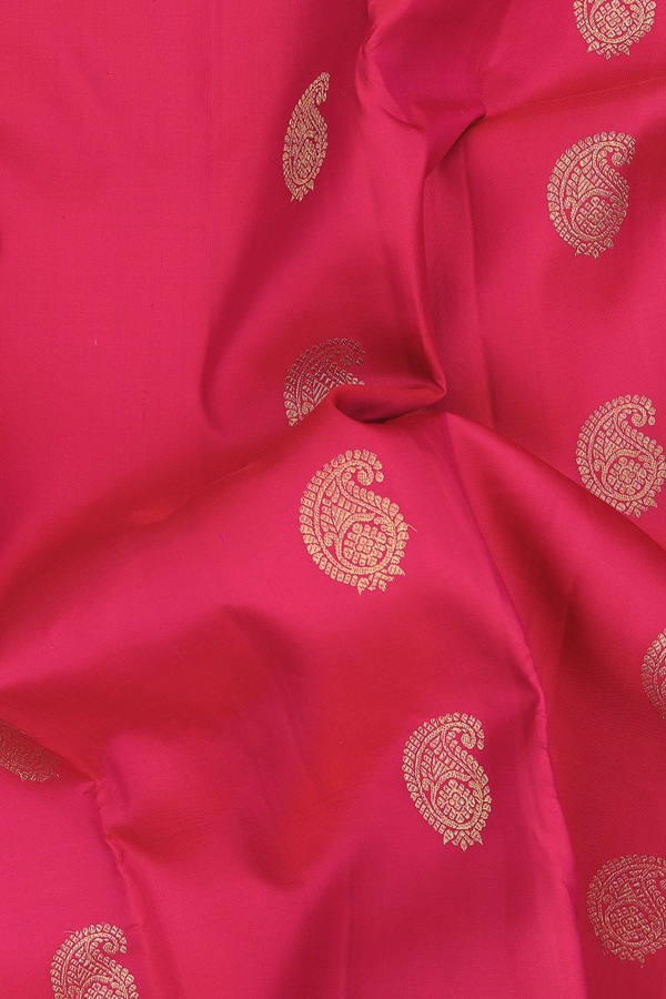 Kanchipuram Silk Saree In Red With Paisley Buttas
