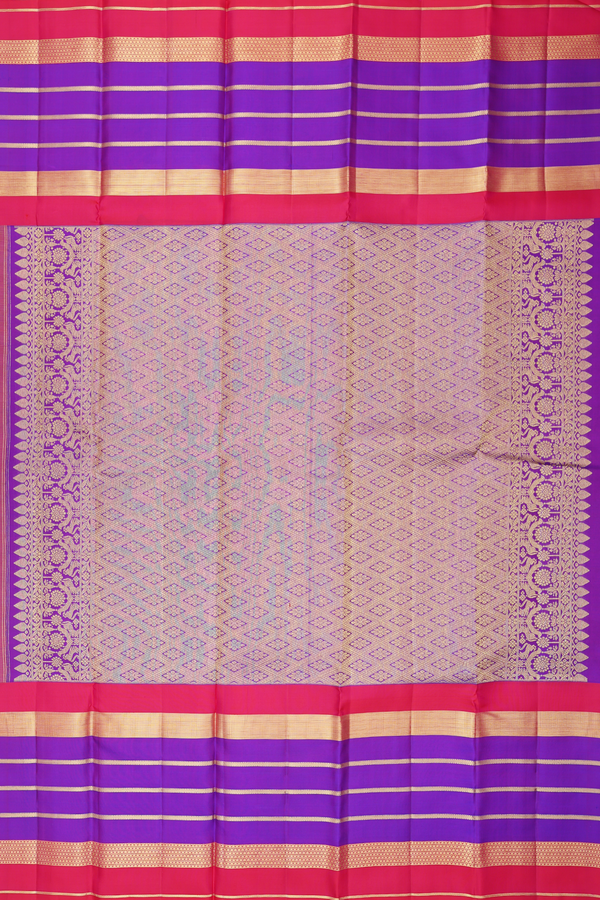 Kanchipuram Silk Saree In Marigold Yellow With Floral Buttas