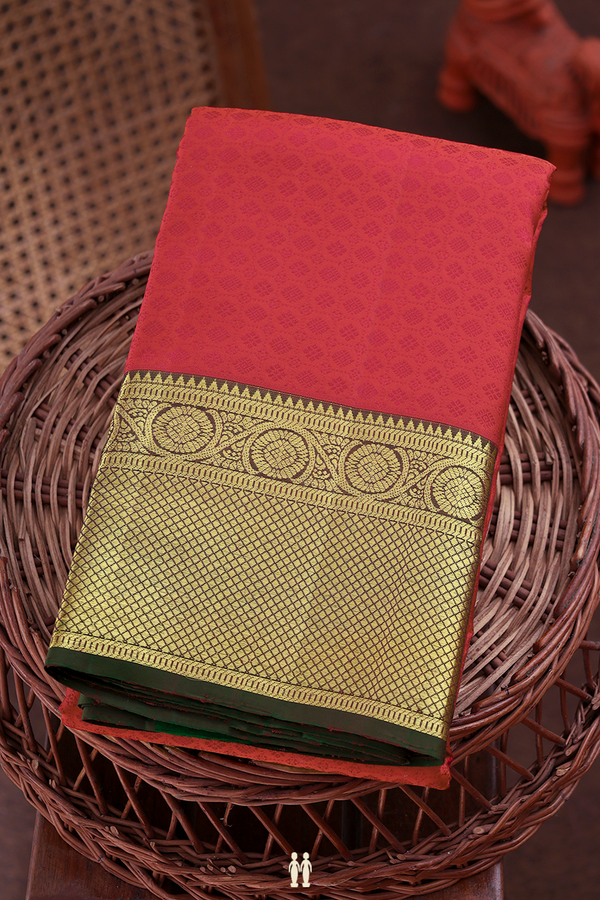 Kanchipuram Silk Saree In Red With Jacquard Pattern