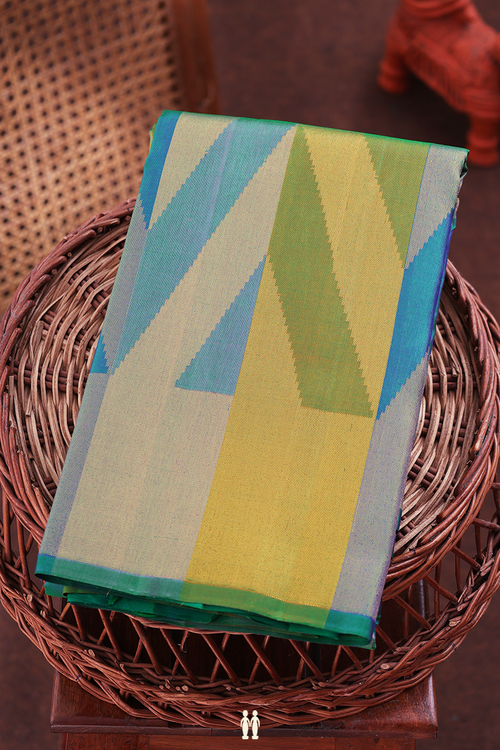 Kanchipuram Silk Saree In Multicolor With Geometric Design