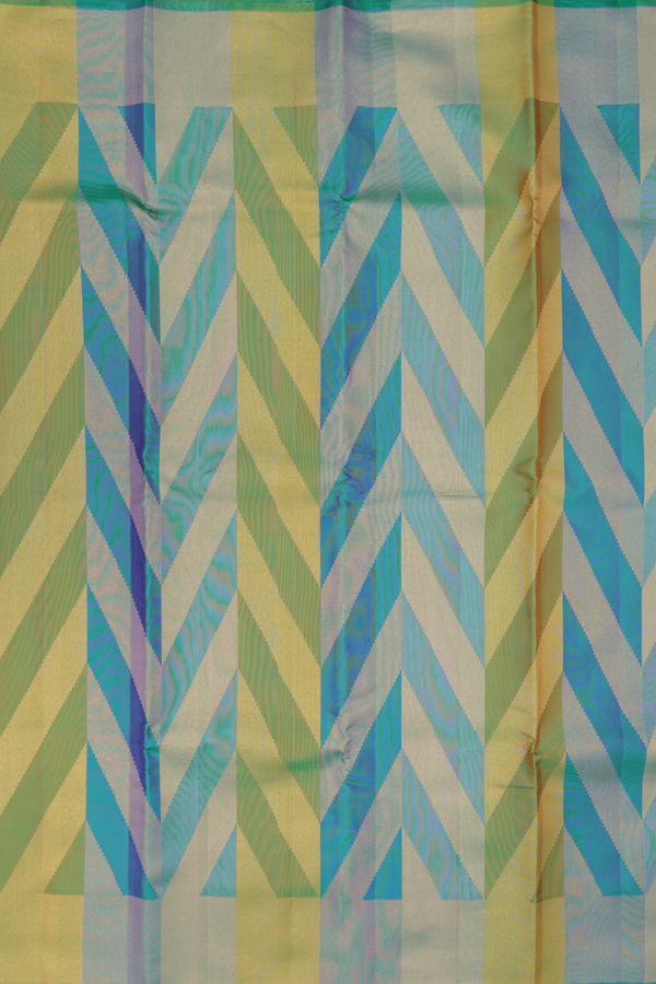 Kanchipuram Silk Saree In Multicolor With Geometric Design