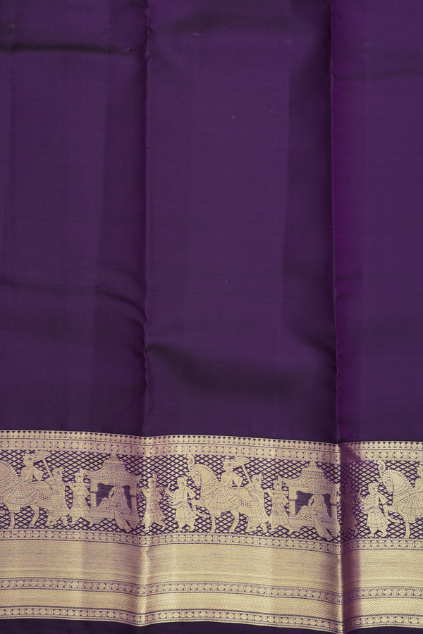 Kanchipuram Silk Saree In Regal Purple With Floral Design
