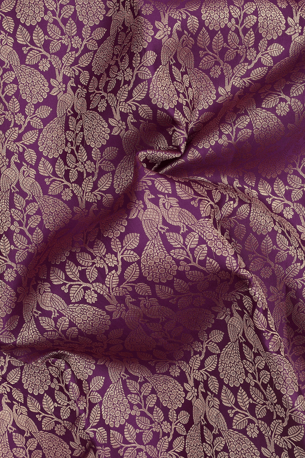 Kanchipuram Silk Saree In Purple With Brocade Design